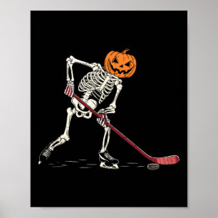 Hockey Skeleton Halloween Player Catcher Mens Boys Poster
