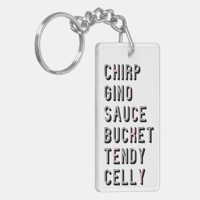 Hockey Slang - Chirp Gino Sauce Bucket Tendy Celly Key Ring (Front Left)