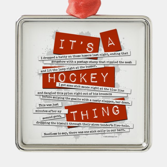 Hockey Slang Metal Tree Decoration (Front)