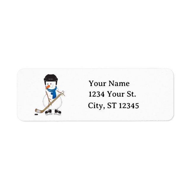 Hockey Snowman Christmas Return Address Return Address Label (Front)