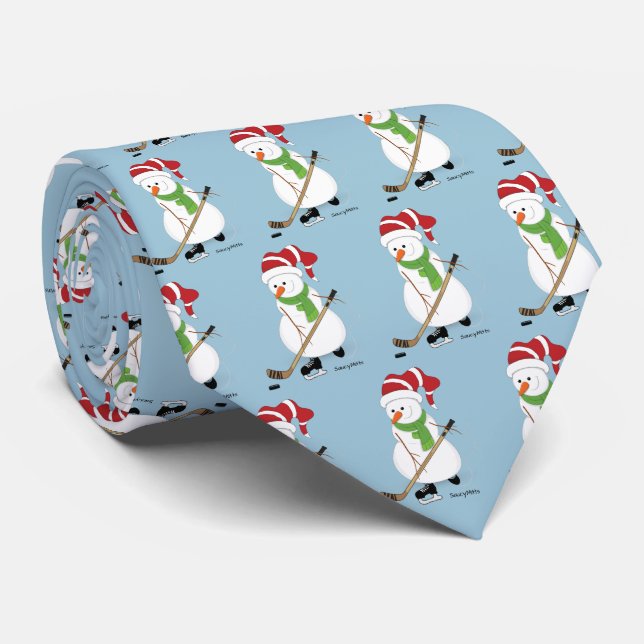 Hockey Snowman Tie (Rolled)