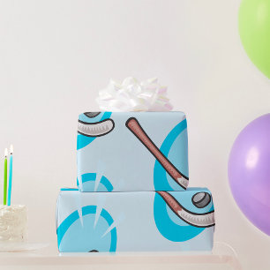 Hockey Sport Stick And Puck Wrapping Paper