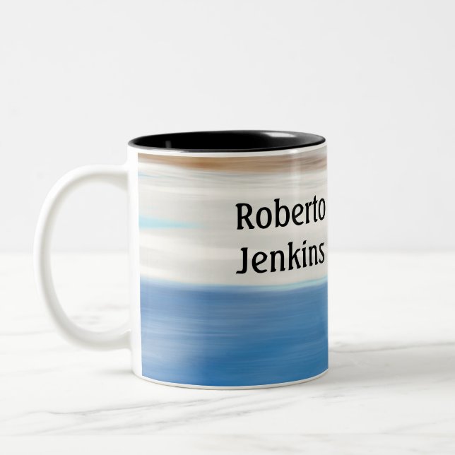 Hockey sport with Player Silhouette personalized Two-Tone Coffee Mug (Left)