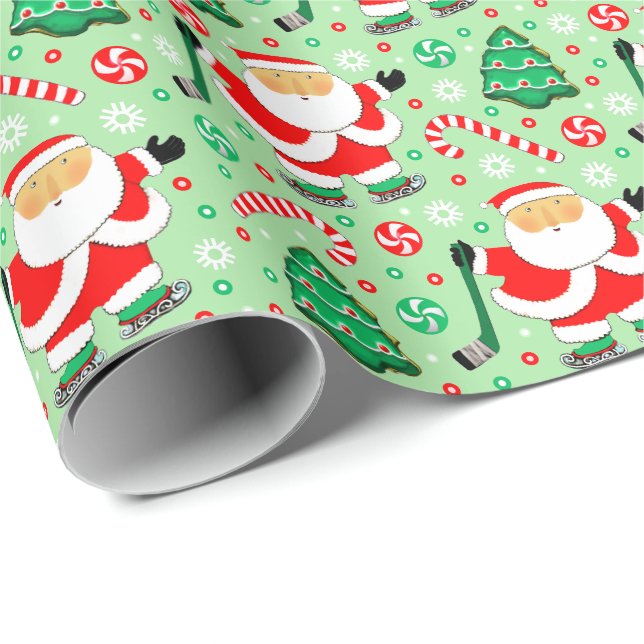 Hockey Sports Christmas Gift Wrapping Paper (Roll Corner)