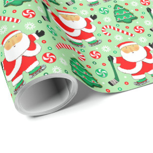 Hockey Sports Christmas Gift Wrapping Paper