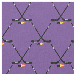 Hockey Sports Flaming Pucks Fabric
