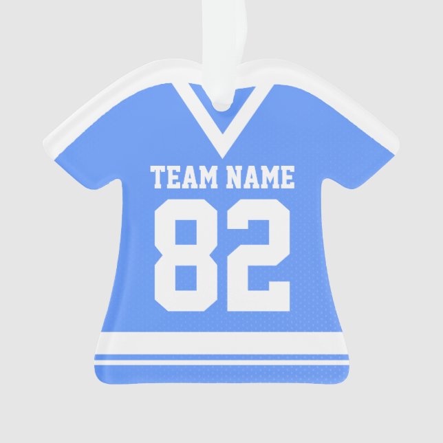 Hockey Sports Jersey Blue with Photo Ornament (Front)