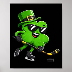 Hockey st patricks day boys kids men sport irish poster