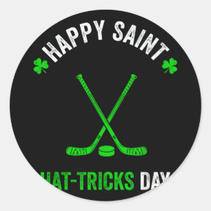 Hockey st patricks day boys men shamrock hockey Ho Classic Round Sticker
