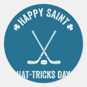 Hockey st patricks day boys men shamrock hockey Ho Classic Round Sticker