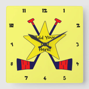 Hockey Star - Add Your Own Text! Square Wall Clock