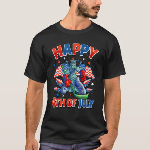 Hockey Statue Liberty 4th Of July Kids Men America T-Shirt