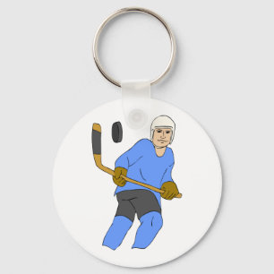 Hockey Stick And Puck Key Ring