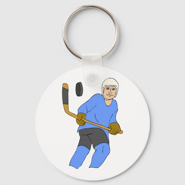 Hockey Stick And Puck Key Ring (Front)