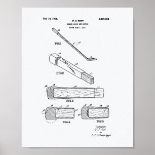 Hockey Stick End Buffer 1927 - White Paper Poster