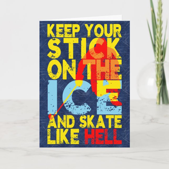 Hockey Stick On the Ice Greeting Card (Front)