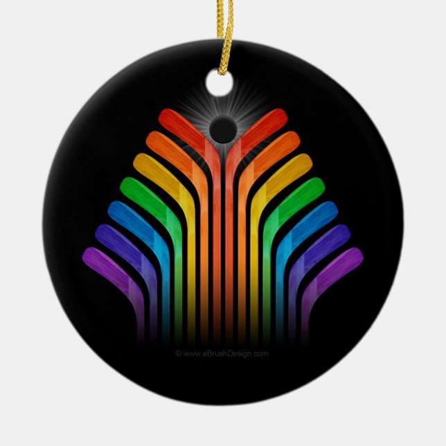 Hockey Stick Spectrum Ceramic Tree Decoration (Front)
