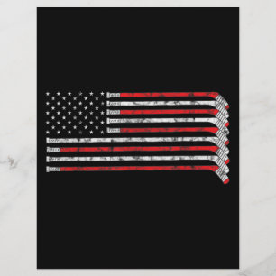 Hockey Stick USA Flag Faded Hockey Player Custom Letterhead