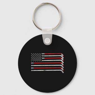 Hockey Stick Usa Flag Faded Hockey Player Women Ki Key Ring