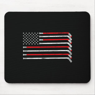 Hockey Stick Usa Flag Faded Hockey Player Women Ki Mouse Pad