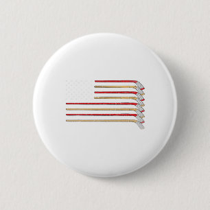 Hockey Stick Usa Flag Ice Hockey Boys Hockey Playe 6 Cm Round Badge