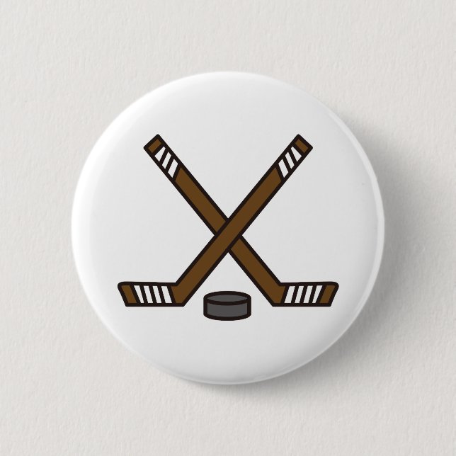 Hockey Sticks and Puck 6 Cm Round Badge (Front)