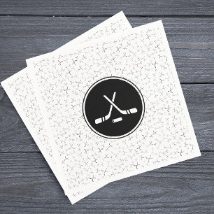 Hockey Sticks Black White Stylish Sporty Athletic Napkin