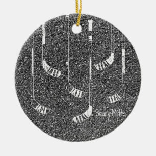 Hockey Sticks Ceramic Ornament
