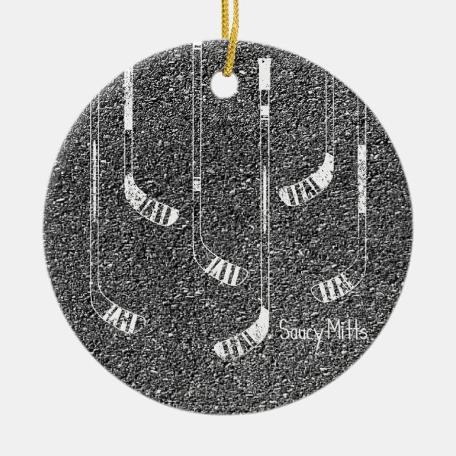 Hockey Sticks Ceramic Ornament (Front)