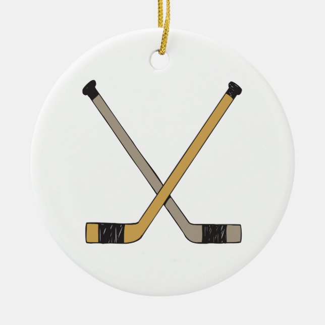 Hockey Sticks Ceramic Ornament (Front)