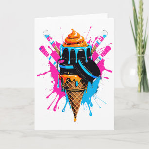 Hockey Sticks Ice Cream Sprinkle Drip Sport Boy Yo Card