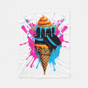 Hockey Sticks Ice Cream Sprinkle Drip Sport Boy Yo Fleece Blanket