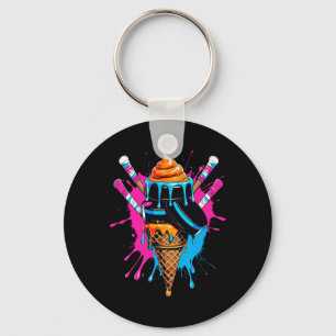 Hockey Sticks Ice Cream Sprinkle Drip Sport Boy Yo Key Ring