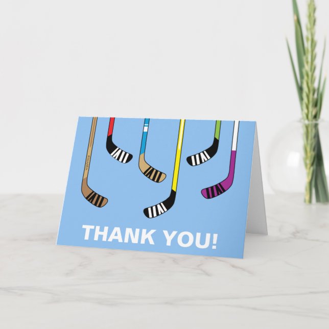 Hockey Thank You Colourful Hockey Sticks Card (Front)