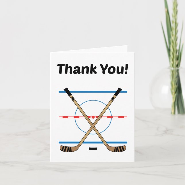 Hockey Thank You Hockey Sticks at Centre Ice Card (Front)