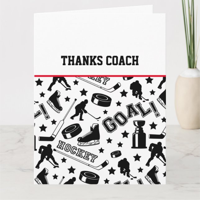 Hockey THANKS COACH Sports Team Colours Fun Card (Front)