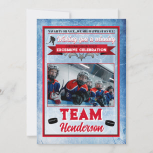 Hockey Themed 1 Photo Christmas Card