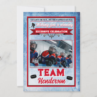 Hockey Themed 1 Photo Christmas Card
