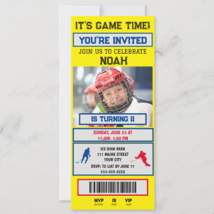  Hockey Ticket Birthday Party Invitation
