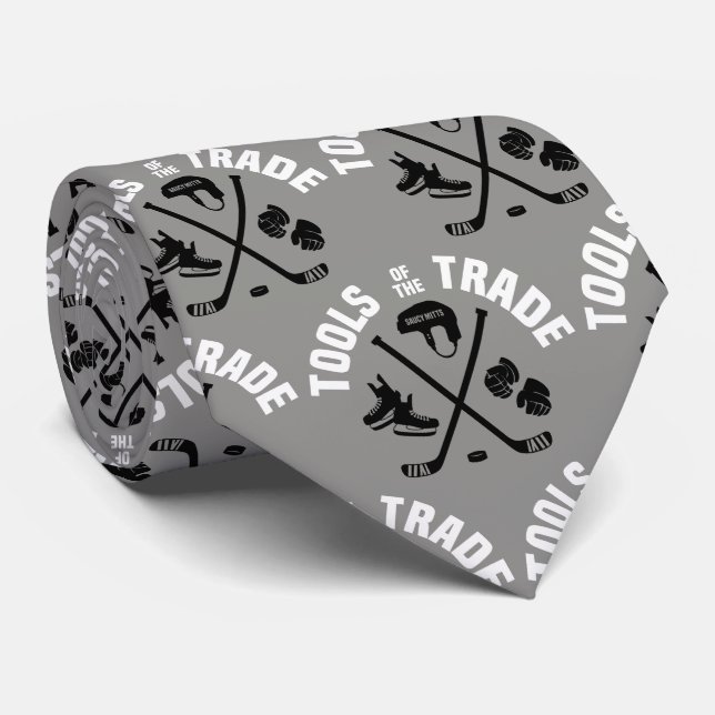 Hockey Tools of the Trade on Grey Tie (Rolled)