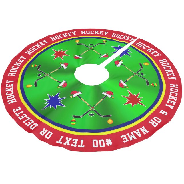 Hockey Tree Skirt, Hockey Christmas Decorations Brushed Polyester Tree Skirt (Angled)