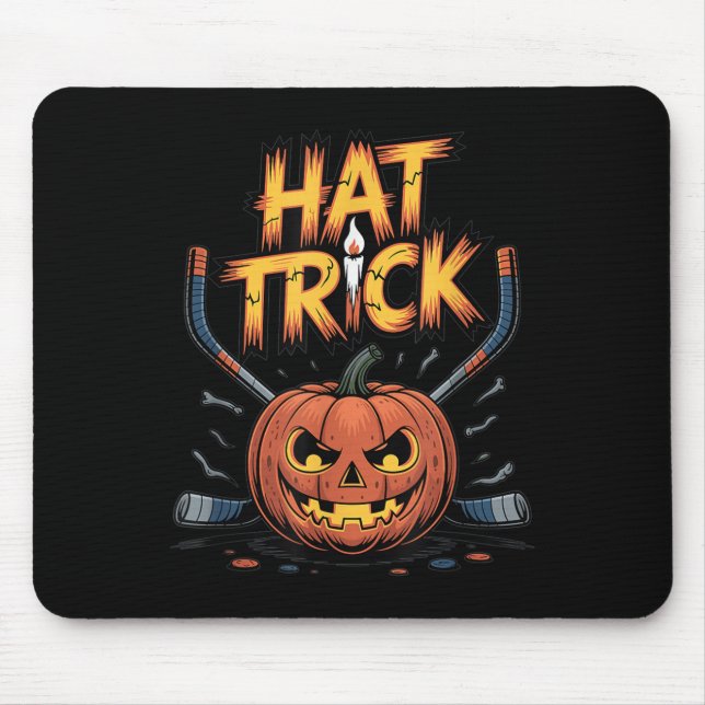 Hockey Trick Halloween Soky Pumpkin Ice Hockey Hal Mouse Pad (Front)