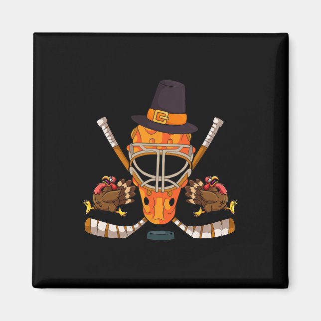 Hockey Turkey Thanksgiving Day Funny Sport Fall Au Magnet (Front)