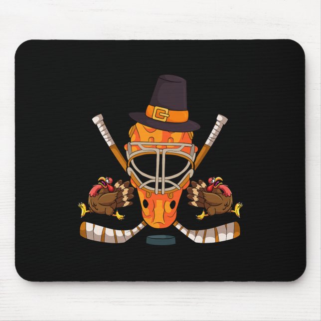 Hockey Turkey Thanksgiving Day Funny Sport Fall Au Mouse Pad (Front)
