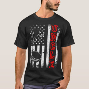 Hockey Uncle American Flag  Hockey T-Shirt
