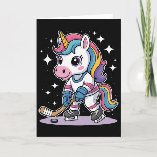 Hockey Unicorn Ice Hockey Cute Funny Girls Winter Card