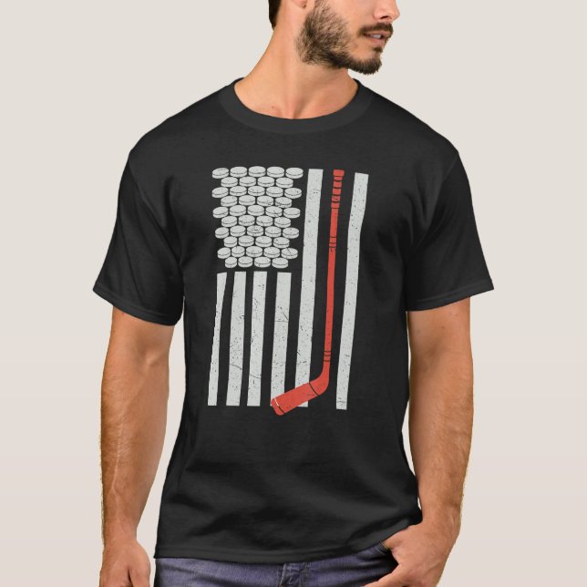 Hockey Us Flag Men Boys Hockey Women T-Shirt (Front)