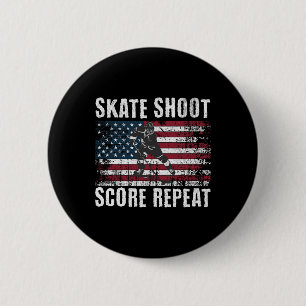 Hockey Usa American Flag Funny Fourth Of July Hock 6 Cm Round Badge