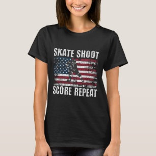 Hockey Usa American Flag Funny Fourth Of July Hock T-Shirt