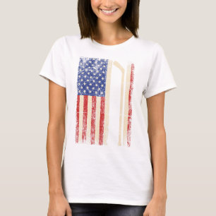 Hockey Usa American Flag Hockey Stick Ice Hockey D T-Shirt